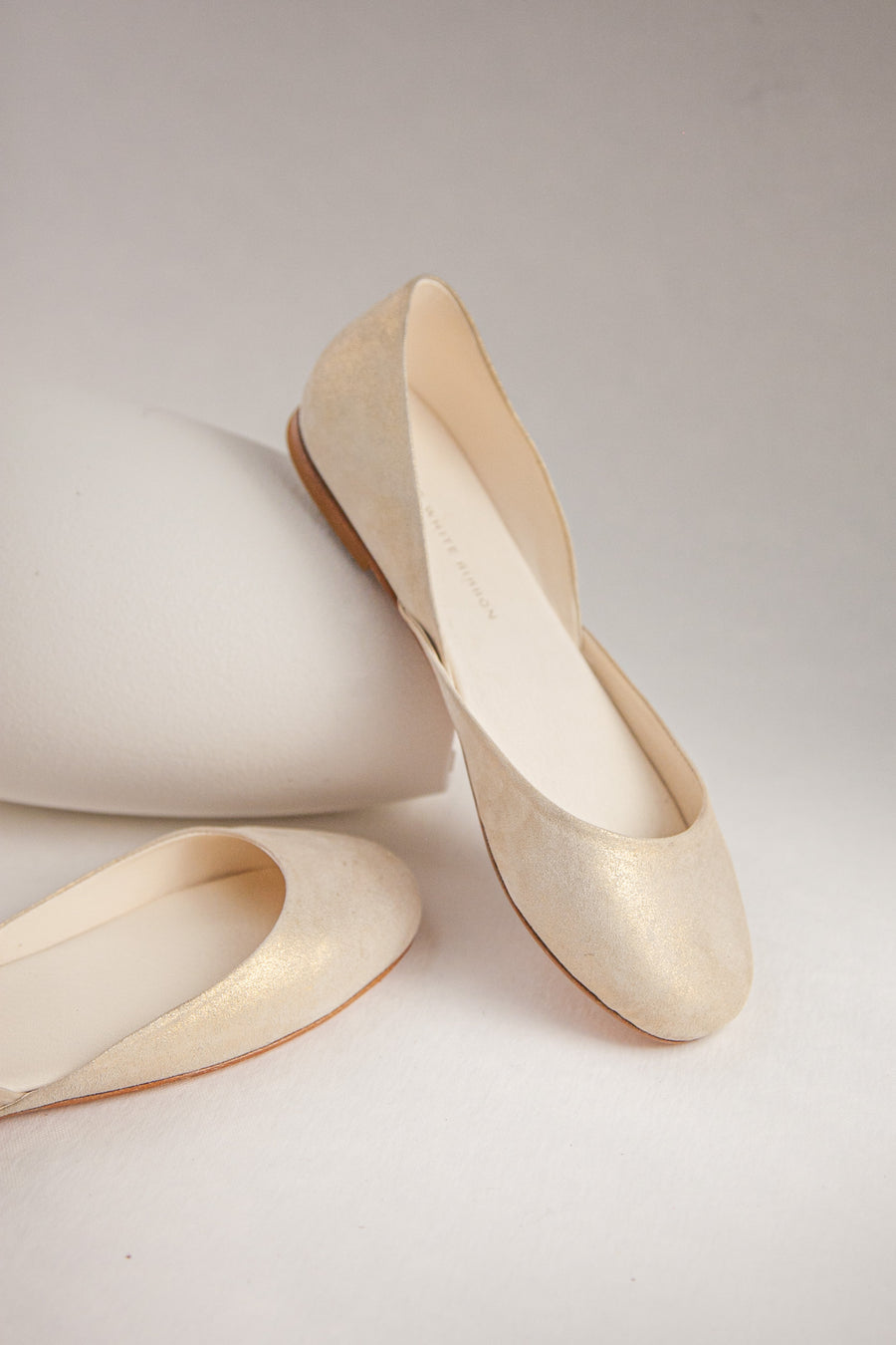 THEA BALLET FLATS - WHITE GOLD