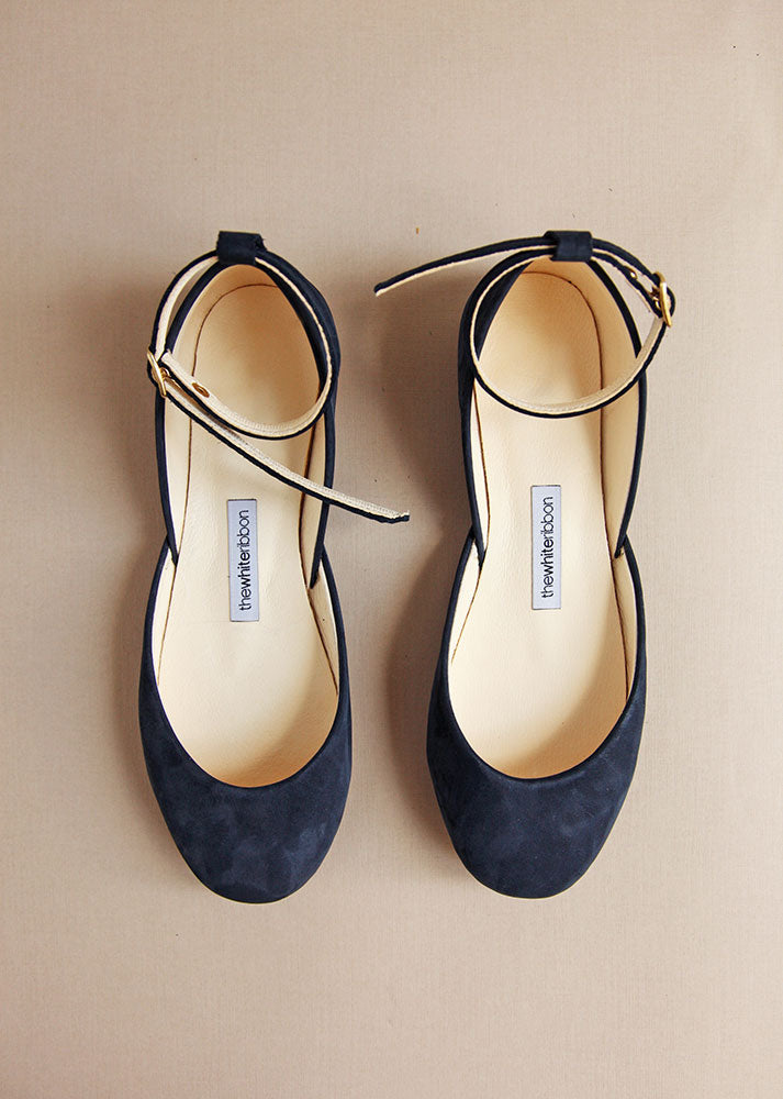 Navy and white flat shoes Clearance