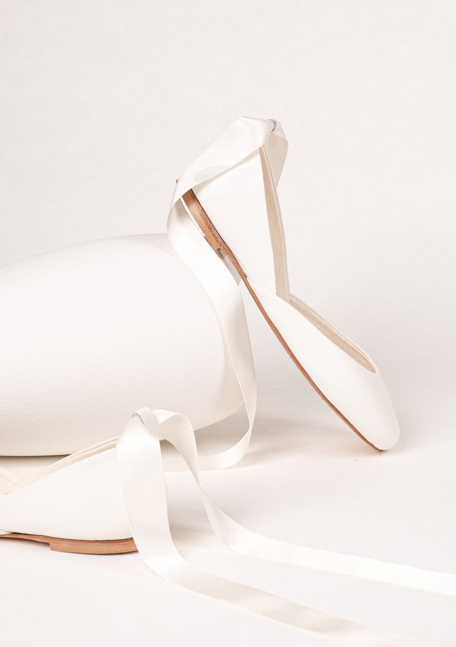 Bridal ballet flats best sale with ribbon